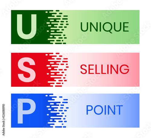 Unique selling point acronym banner web icon for business and marketing, USP, consumer, competition, branding and different. 