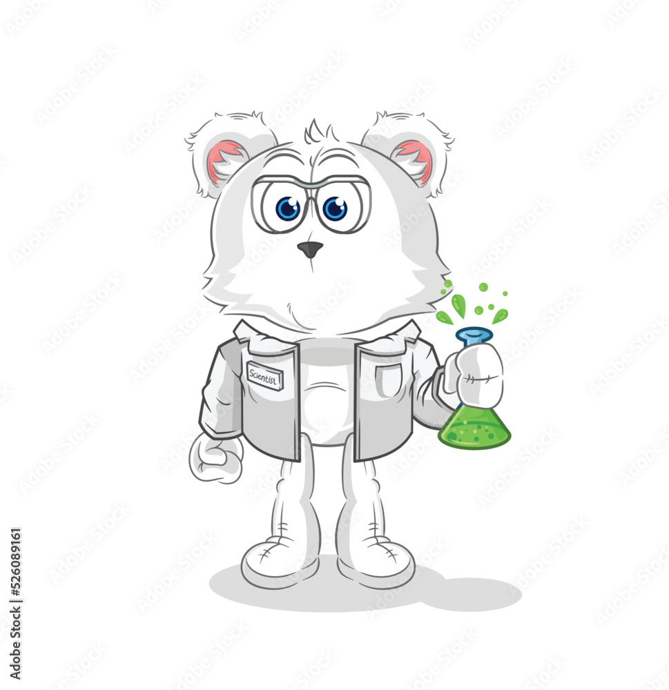 Fototapeta premium polar bear scientist character. cartoon mascot vector