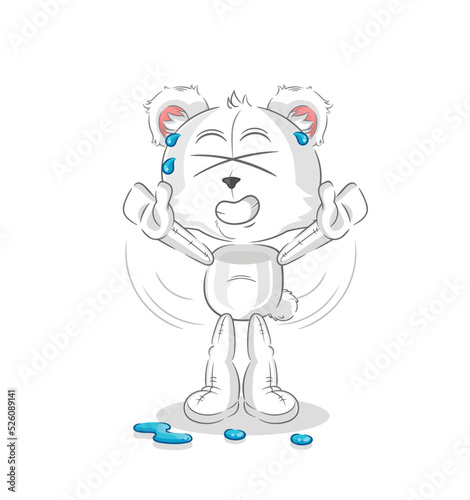 polar bear stretching character. cartoon mascot vector