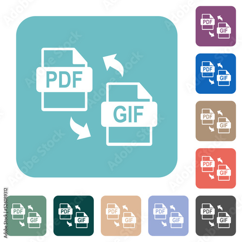 PDF GIF file conversion rounded square flat icons © botond1977
