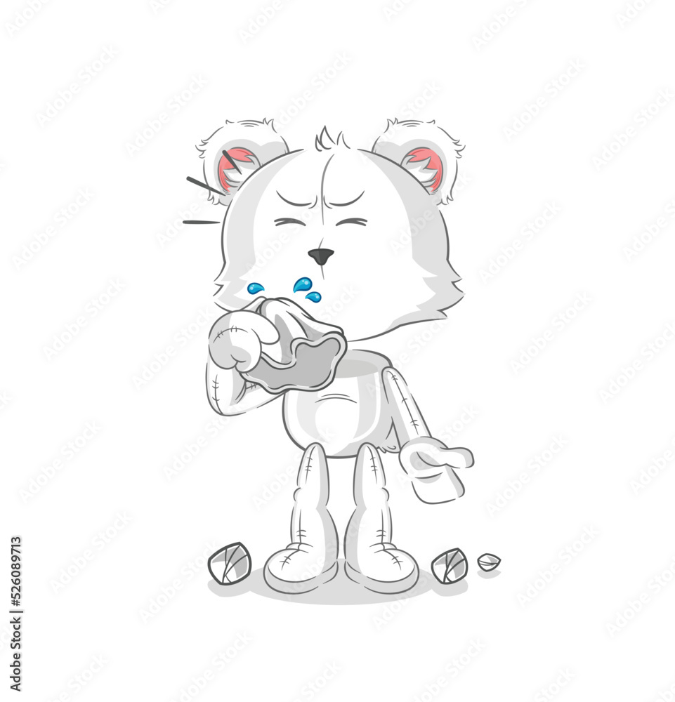 polar bear blowing nose character. cartoon mascot vector