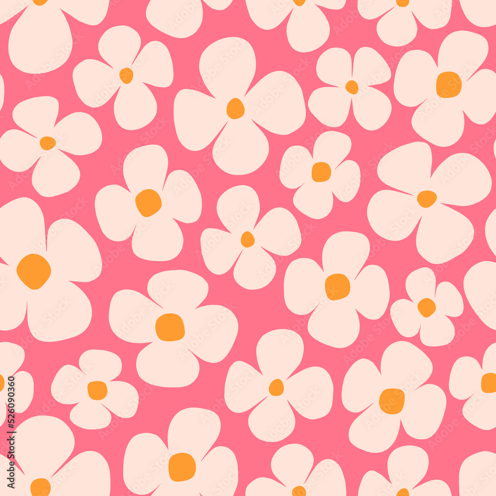 Simple and beautiful floral pattern. Texture with hand drawn flowers. Decorative background in retro style Simple and beautiful floral pattern. Texture with hand drawn flowers. Decorative background in retro style
