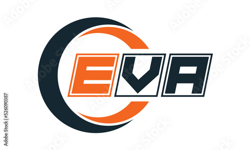 EVA three-letter circle logo design. custom font logo vector template | abstract logo | word mark logo | letter mark logo | business logo | minimalist logo | font logo |