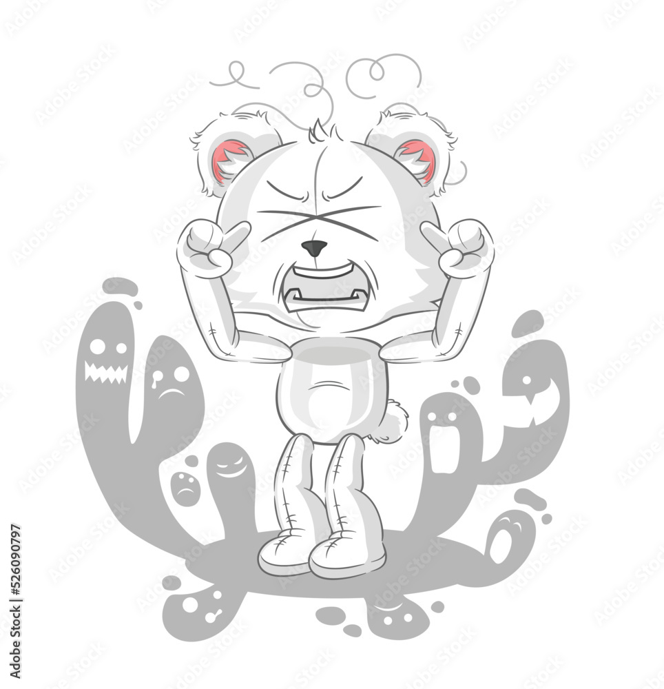 depressed polar bear character. cartoon vector