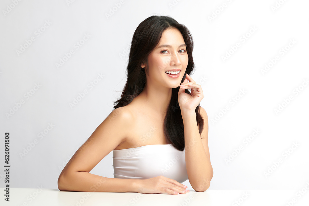 Beautiful young asian woman with clean fresh skin on white background, Face care, Facial treatment, Cosmetology, beauty and spa, Asian women portrait. Beautiful young asian woman with clean fresh skin on white background, Face care, Facial treatment, Cosmetology, beauty and spa, Asian women portrait.