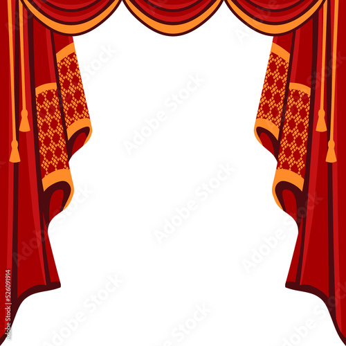 red curtain with curtains