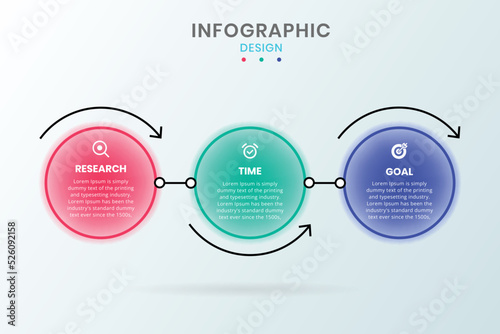 3-step circular infographic template modern design template for infographics