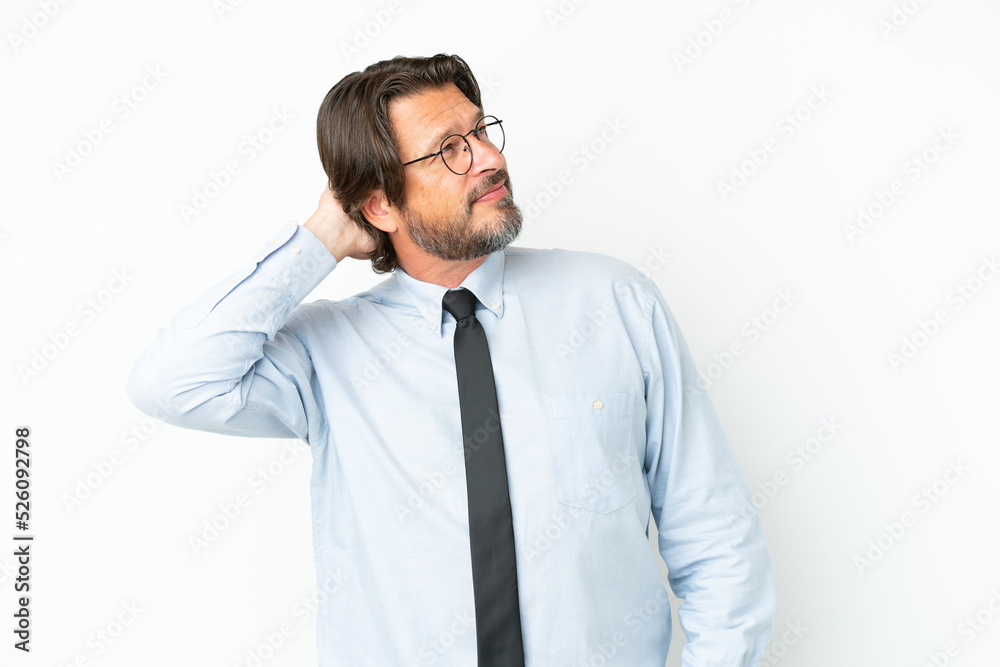 Senior dutch business man isolated on white background thinking an idea Senior dutch business man isolated on white background thinking an idea
