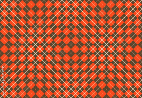 Seamless geometrical design inspiration with repeated lozenges and diamonds in earthy, autumnal retro colors, argyle pattern idea for garments, wrapping paper and backgrounds with a 1970s decade vibe