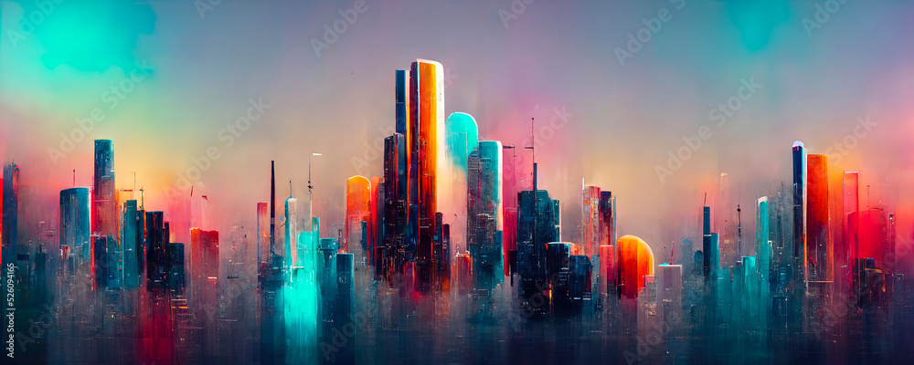 Abstract color texture. Modern futuristic pattern, digital city concept