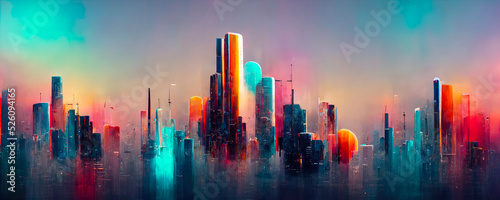 Abstract color texture. Modern futuristic pattern, digital city concept © Ivan Traimak