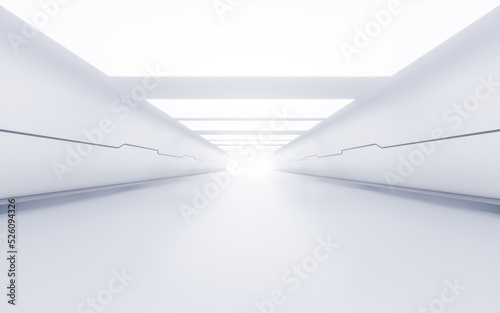 Fototapeta Naklejka Na Ścianę i Meble -  Empty white tunnel with futuristic style, 3d rendering.