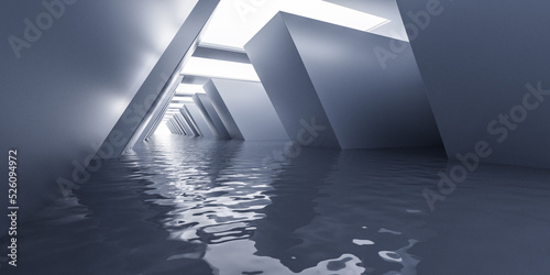 Fototapeta Naklejka Na Ścianę i Meble -  Empty tunnel with futuristic style, 3d rendering.