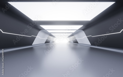 Fototapeta Naklejka Na Ścianę i Meble -  Empty tunnel with futuristic style, 3d rendering.