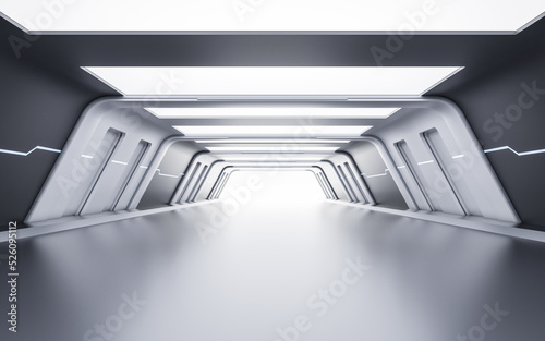 Empty tunnel with futuristic style, 3d rendering.
