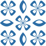 Retro motif of Azulejo ceramic tiles. Blue square geometric vector illustration