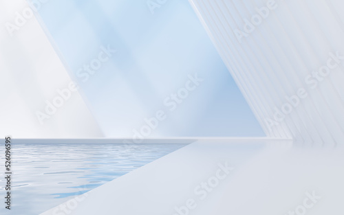 Bright room with water inside  3d rendering.
