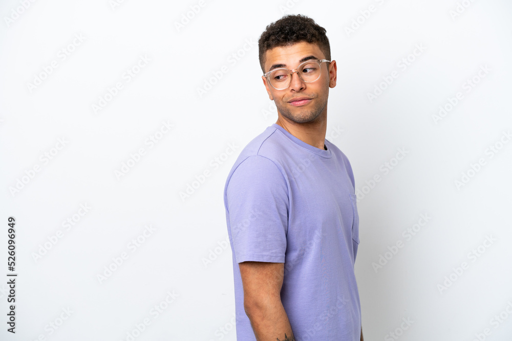 Young caucasian Brazilian man isolated on white background . Portrait Young caucasian Brazilian man isolated on white background . Portrait
