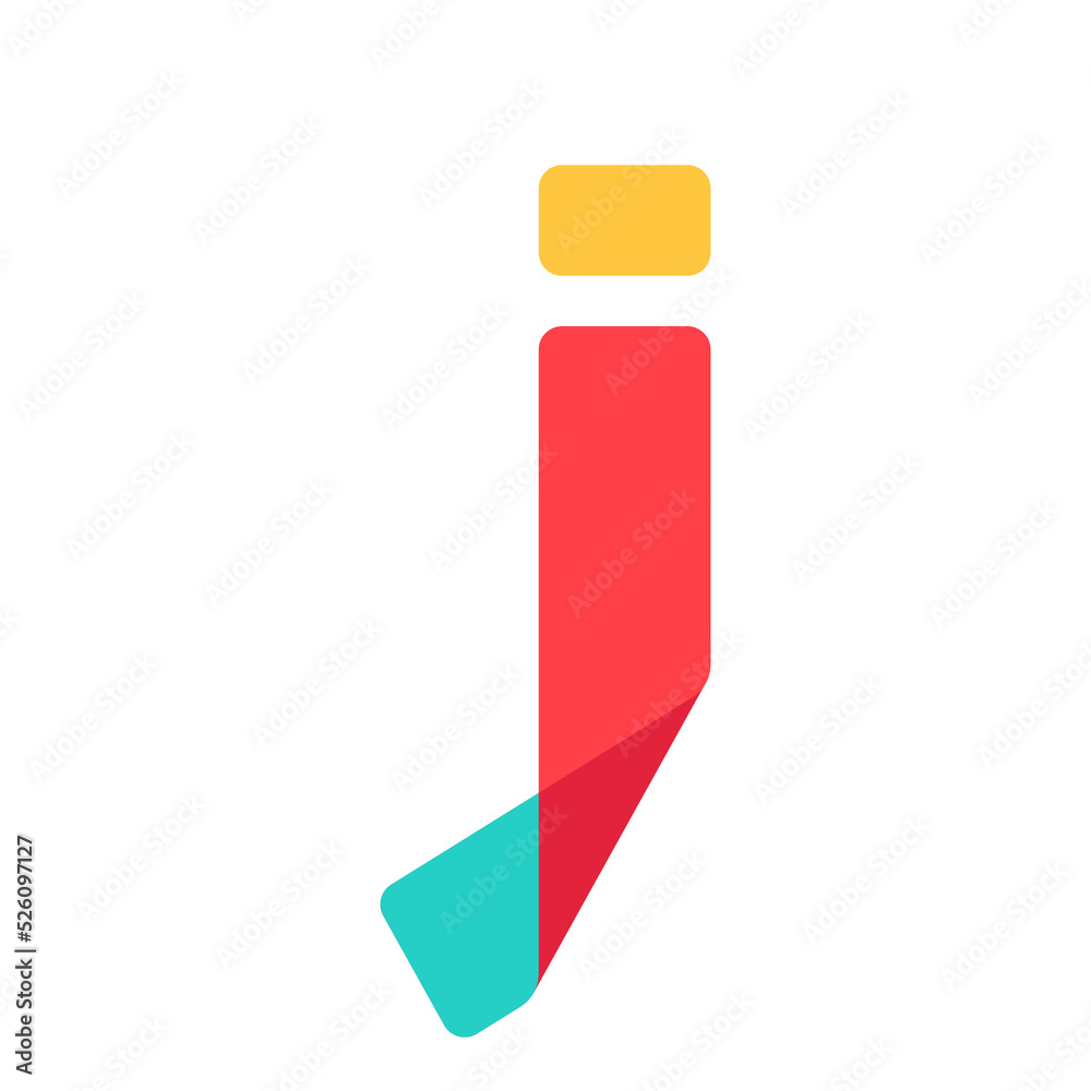 J letter logo made of overlapping lines. Vector paper multicolor origami style icon. J letter logo made of overlapping lines. Vector paper multicolor origami style icon.