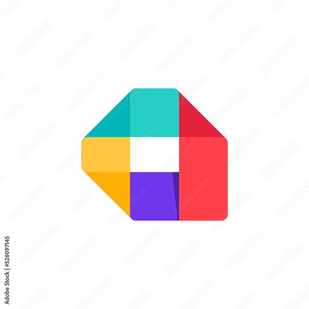 A letter logo made of overlapping lines. Vector paper multicolor origami style icon. A letter logo made of overlapping lines. Vector paper multicolor origami style icon.