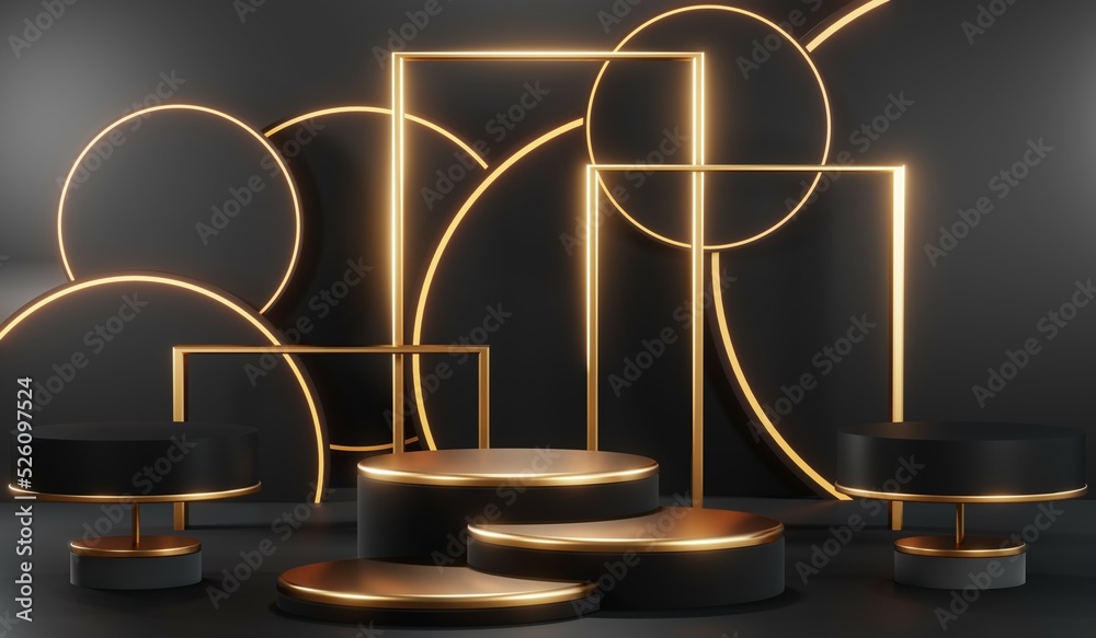3D rendering of blank product background for cream cosmetics Modern black podium background 3D rendering of blank product background for cream cosmetics Modern black podium background
