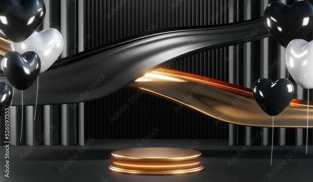 3D rendering of blank product background for cream cosmetics Modern black podium background 3D rendering of blank product background for cream cosmetics Modern black podium background