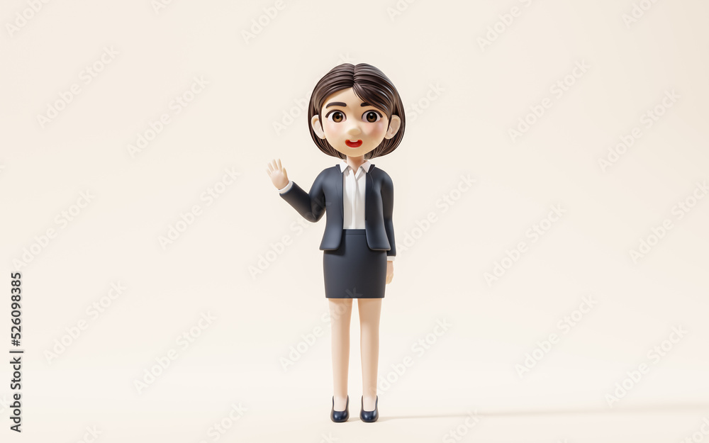 Short hair business girl with suit jacket, 3d rendering. Short hair business girl with suit jacket, 3d rendering.
