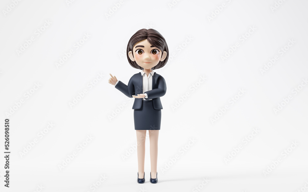 Short hair business girl with suit jacket, 3d rendering. Short hair business girl with suit jacket, 3d rendering.
