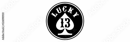 Lucky 13 Vector Emblem, Car Sticker, Decal, Vinyl, Label