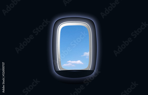 Beautiful view from airplane window of blue sky and white clouds, eps 10, vector illustration suitable for a logo, wallpaper, advertising, business cards
