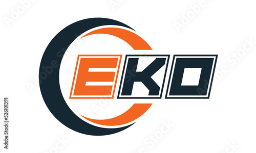 EKO three-letter circle logo design. custom font logo vector template | abstract logo | word mark logo | letter mark logo | business logo | minimalist logo | font logo |