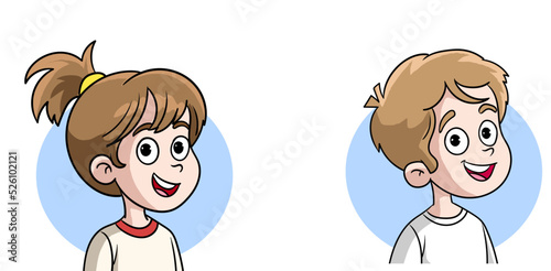 vector illustration of portrait of boy and girl