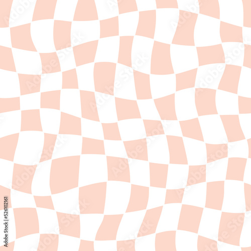 Vector clockwork chessboard background in hippie style. Psychedelic retro design from the 60s 70s.