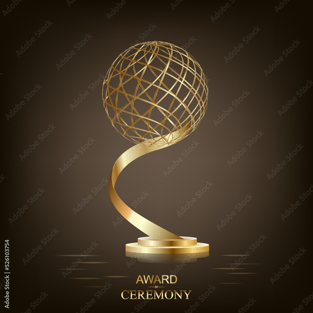 Golden trophy, gold cup award. Realistic vector illustration isolated Golden trophy, gold cup award. Realistic vector illustration isolated