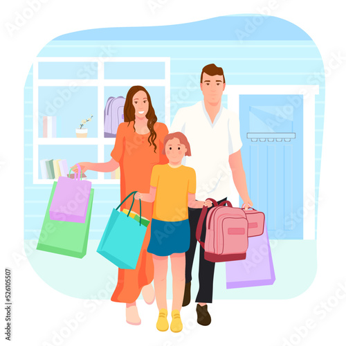 Family shopping for school.
