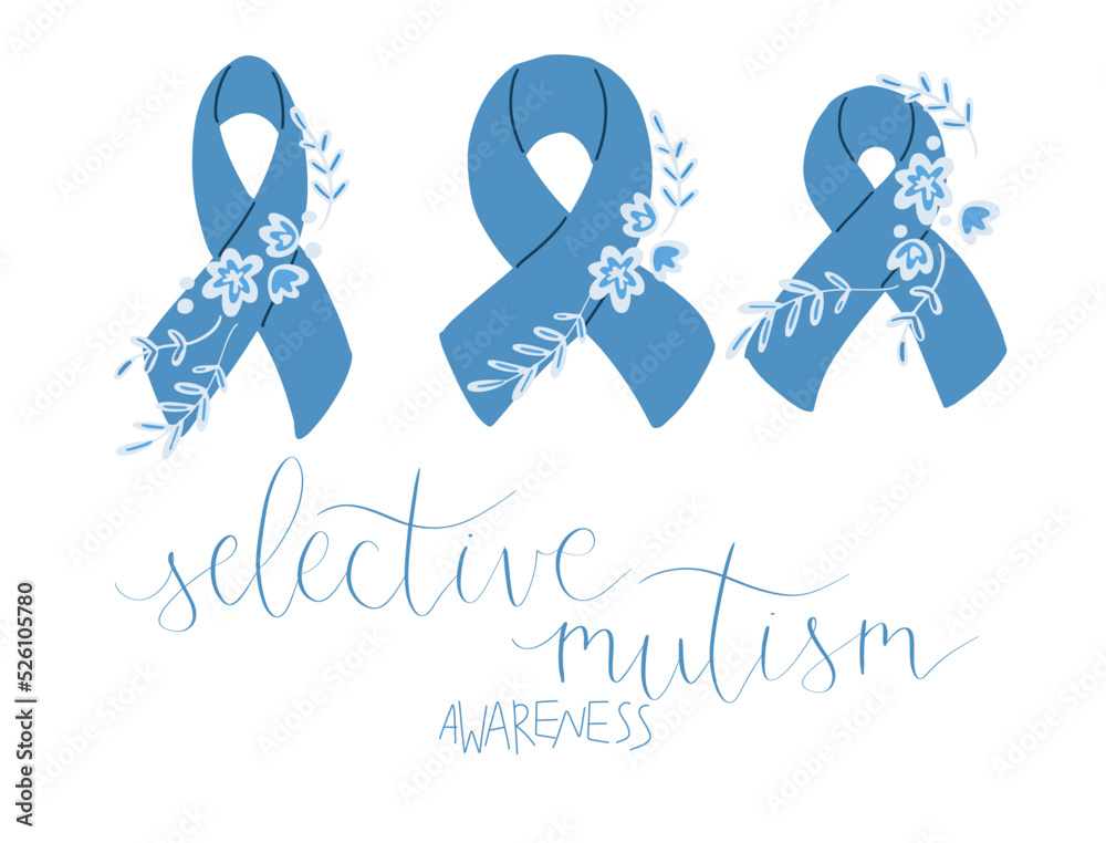 Fototapeta premium Selective Mutism Awareness Month October promotion banner template with support ribbon.