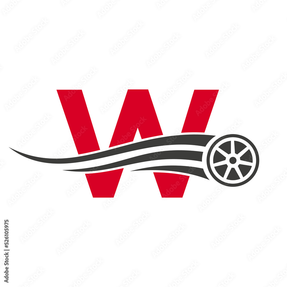 Sport Car Letter W Automotive Car Repair Logo Design Concept With ...