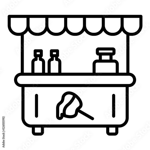 Toffee Apple Stall Line Icon