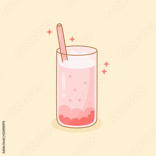 Pink Fresh Smoothie Drink in A Glass