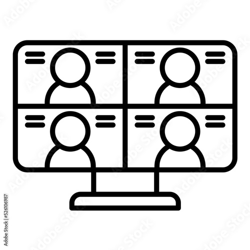 Virtual Team Room Line Icon