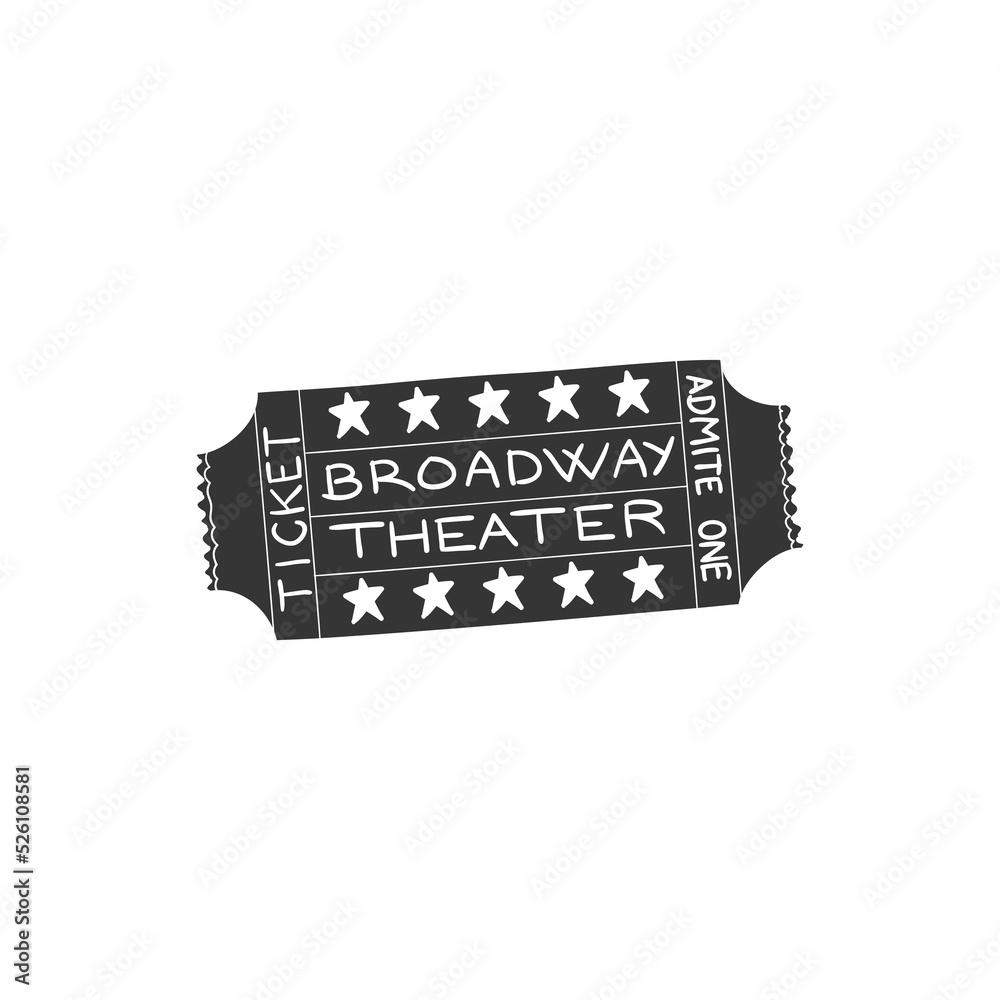 Ticket Icon Silhouette Illustration. Admission Vector Graphic Pictogram Symbol Clip Art. Doodle Sketch Black Sign.