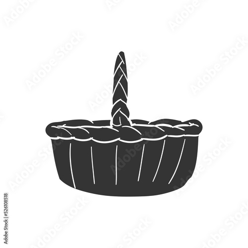 Basket Icon Silhouette Illustration. Farmer Vector Graphic Pictogram Symbol Clip Art. Doodle Sketch Black Sign.