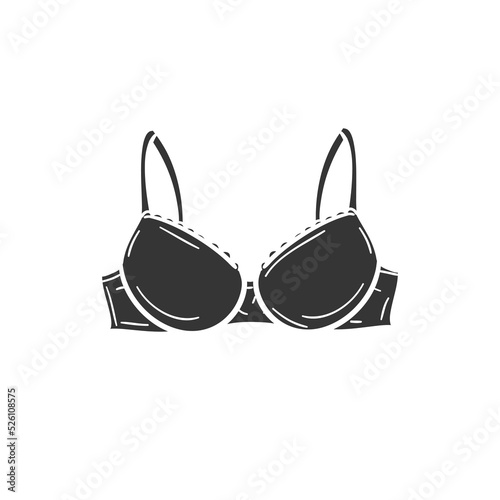 Bra Icon Silhouette Illustration. Underwear Vector Graphic Pictogram Symbol Clip Art. Doodle Sketch Black Sign.