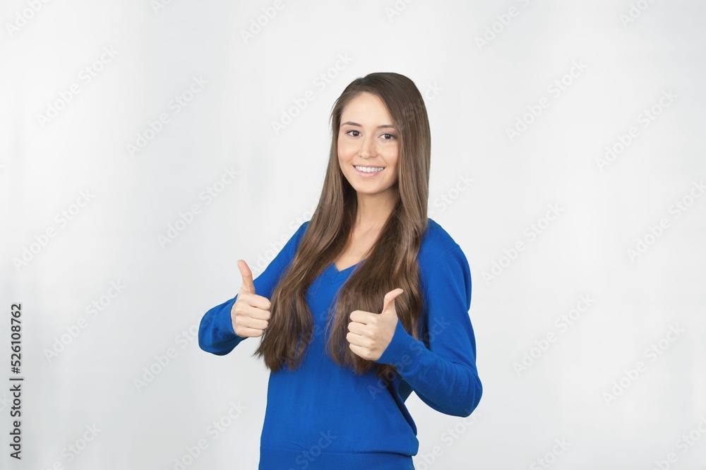 a high school student beautiful girl show excellent sign a high school student beautiful girl show excellent sign