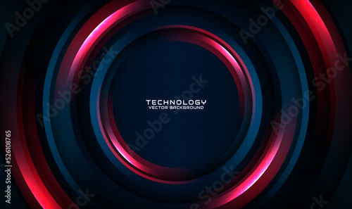 3D blue red techno abstract background overlap layer on dark space with motion blur tech style effect. Graphic design element circle spin concept for banner, flyer, card, brochure, or landing page
