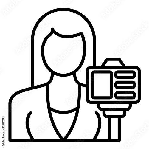 Female Vlogger Line Icon