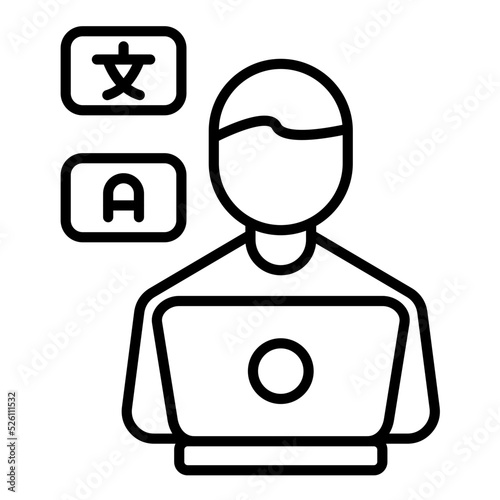 Freelance Translator Line Icon