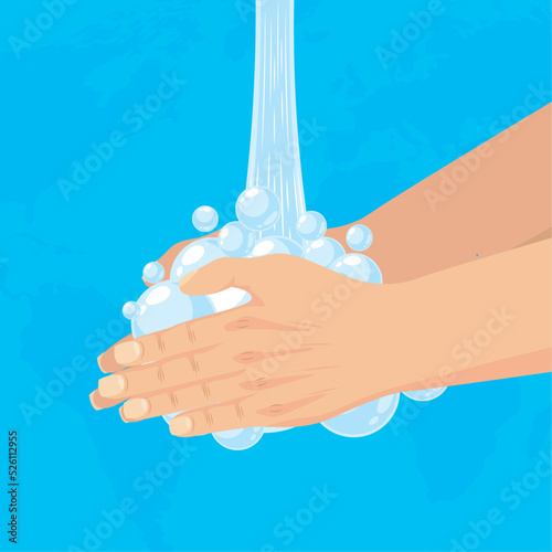 hands washing with waterjet
