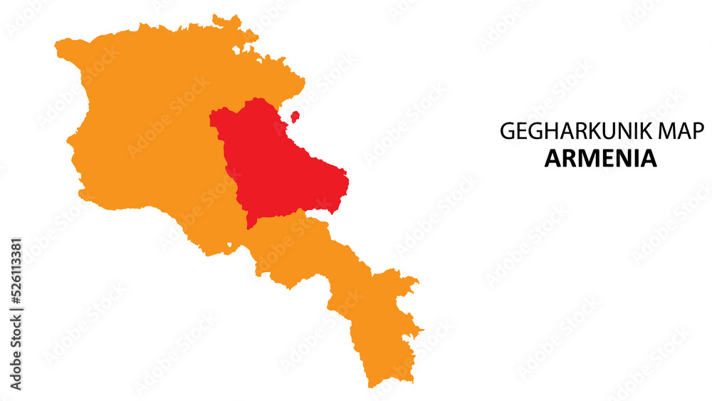 Gegharkunik State and regions map highlighted on Armenia map.