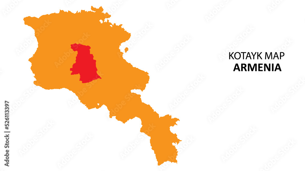 Kotayk State and regions map highlighted on Armenia map.